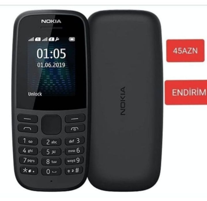 Nokia 105, yangi. knopka  telefon dastafka bepul