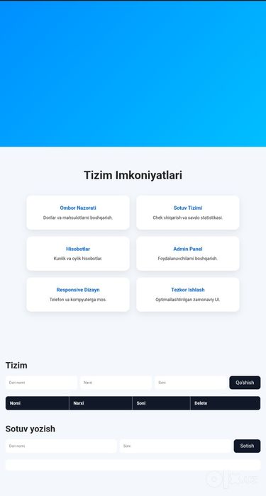 Apteka uchun tayyor CRM - sotiladi