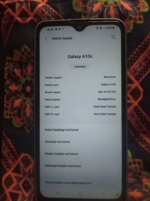 Samsung a10s sotiladi