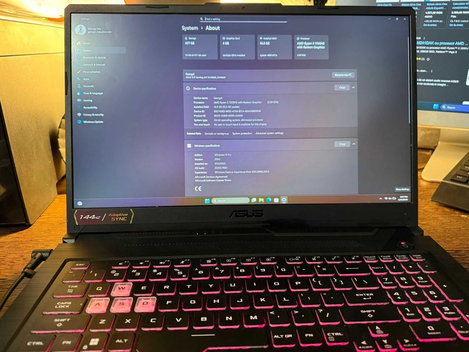 ASUS TUF A17 17.3″ Ryzen5 16GB 512GB RTX2050 Laptop