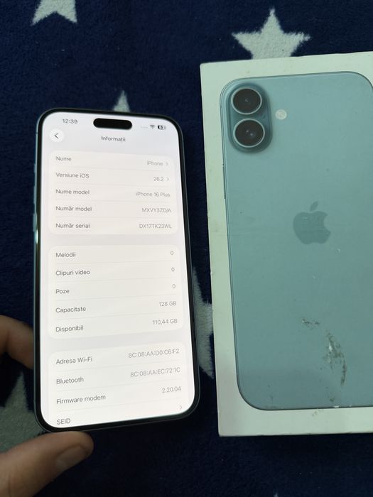 iPhone 16 PLUS 128 GB Teal 92% bateria