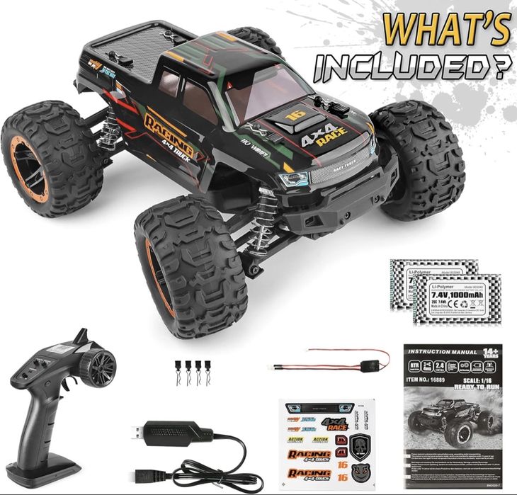 Мощен RC джип 4x4 с големи гуми и високо окачване 14+