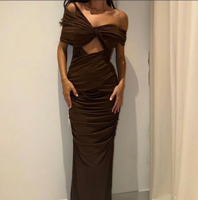 Дълга вечерна рокля/парти рокля с камъни