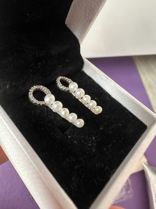 Cercei cu perle naturale 2.5-3+3-3.5+3.5 mm + argint 925