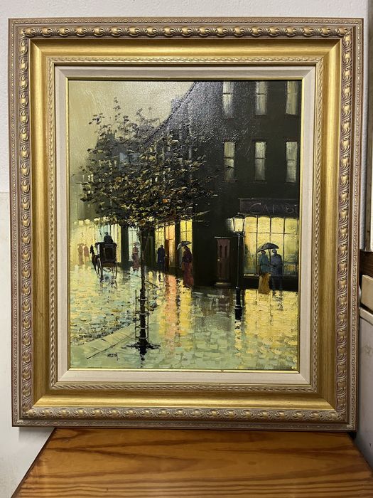 Оригинална картина “Дъждовна,улична сцена”-Стар Париж на Barry Hilton