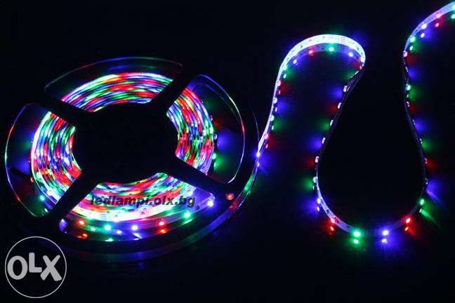Комплект цветна ЛЕД лента 5м. диодна захранване и контролер LED ленти