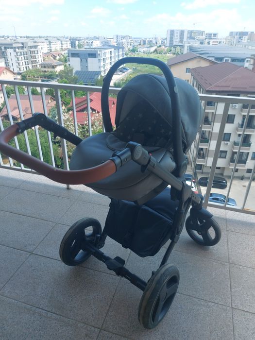 Cărucior Krausman Nexxo Grey 3 în 1 - Testat ADAC + Husă Scoică Auto