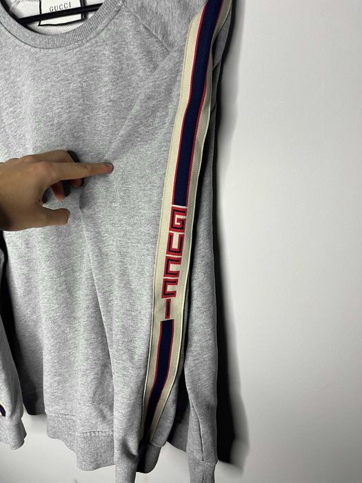 Gucci Stripes Logo 2010s Web-Detail Crewneck Sweatshirt Мъжка Блуза