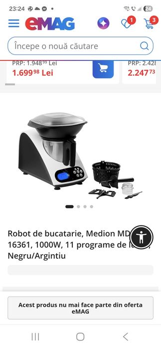 Robot de bucatarie 10 in 1 Medion 1000w