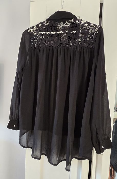 Cămașă damă elegantă neagră cu dantelă