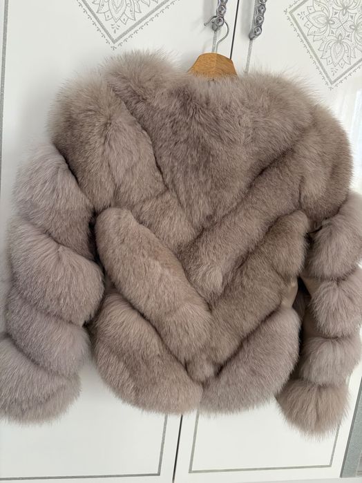 Geacă din blană naturală cu interior din piele – 2 în 1 (mărimea S)