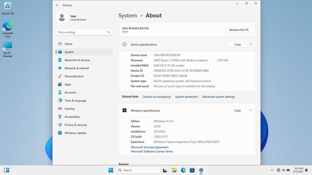 Laptop Lenovo IdeaPad 3 15ARE05, AMD Ryzen 7 4700U, 8 gb RAM, SSD