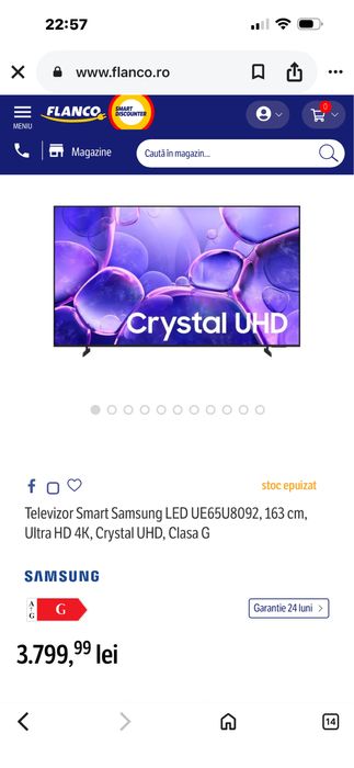 Samsung smart tv 4k,ultra HD,LED 163cm