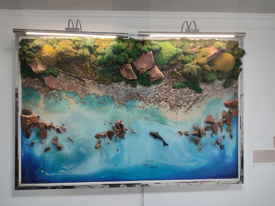 Пано Стабилизированный Мох ,Пано Море Эпоксидная Смола & Мохе