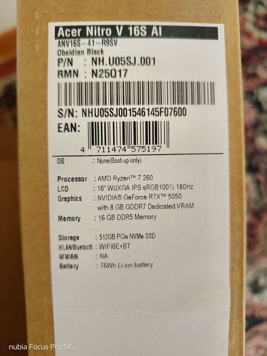 Noutbook acer nitro v 16s