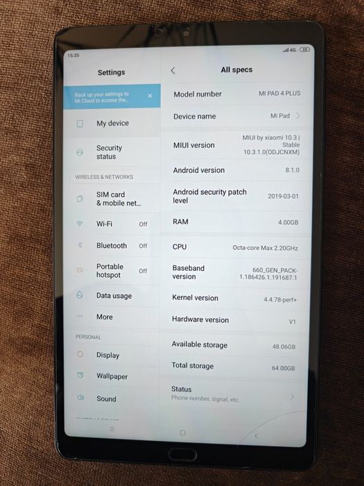 Таблет Xiaomi Mi Pad 4 Plus LTE 4GB/64GB