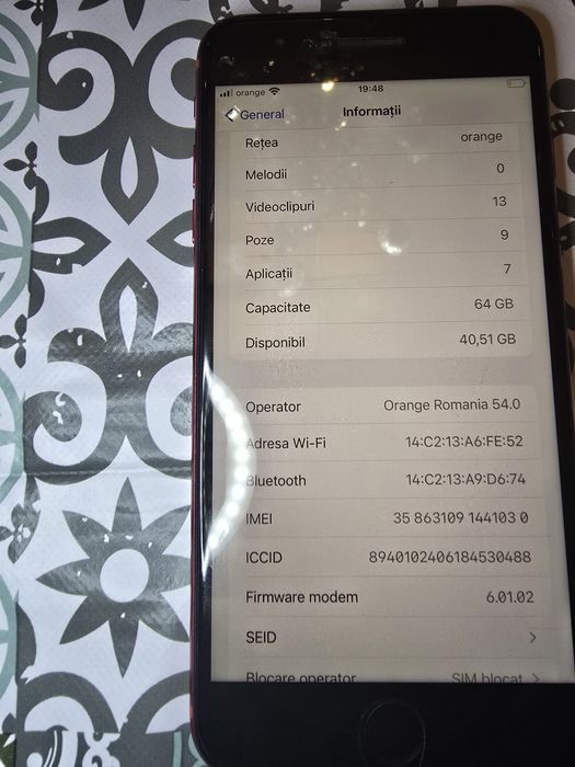 Apple iPhone 8 Plus 64GB  RED Funcțional
