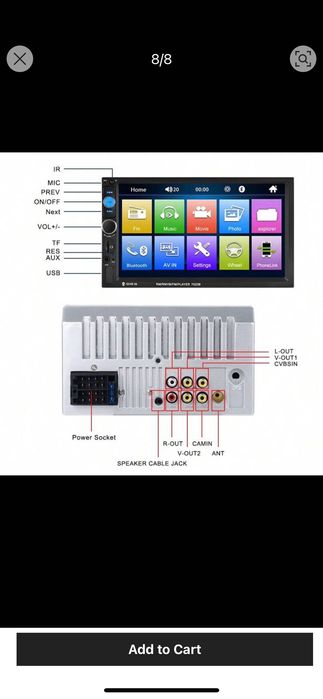 Универсална мултимедия за кола 7 инча двоен дин с блутут и GPS