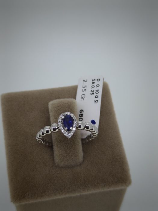 Inel aur 14k 2.55gr diamante naturale și safire (r)