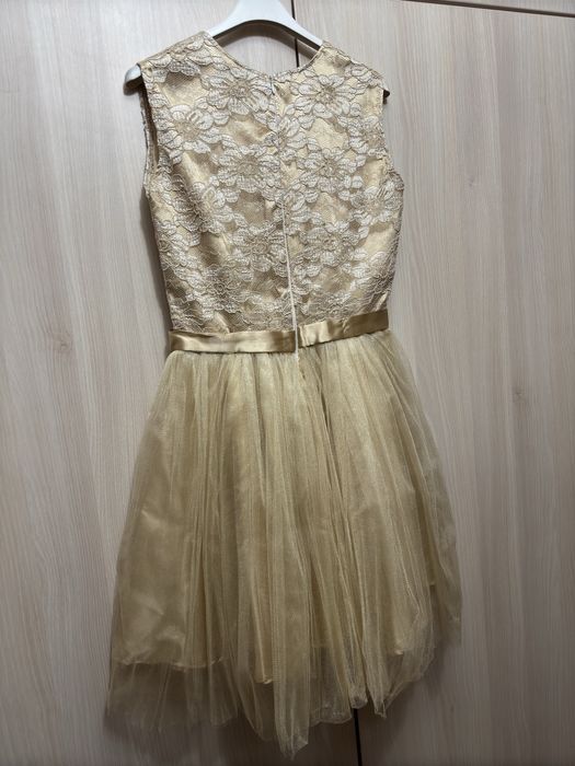 Къса официална златиста рокла