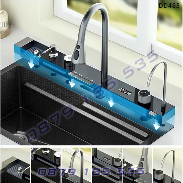 Водопадна кухненска мивка функции дисплей кухня лукс чешма модерна