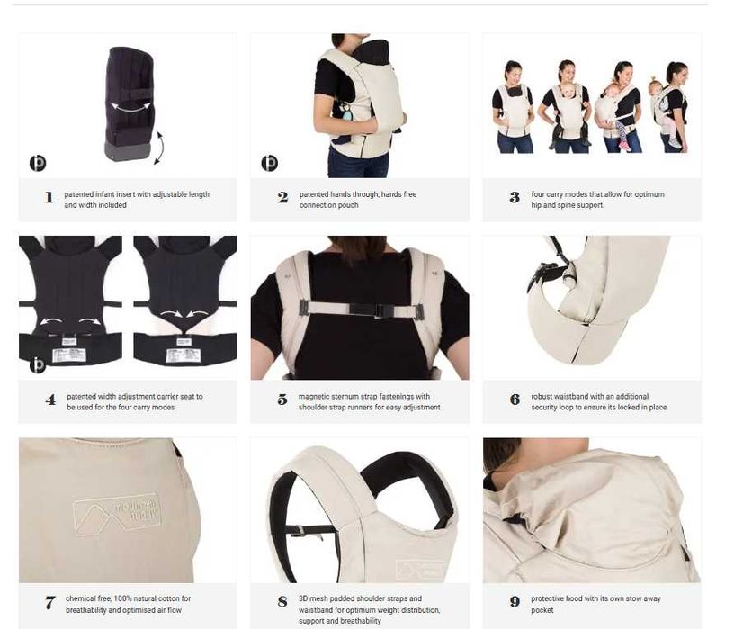 Мултифункционална ергономична раница Mountain Buggy - Juno Carrier, черна