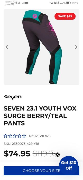 Pantaloni Enduro Motocros  copiii  Seven young vox surge pant berry