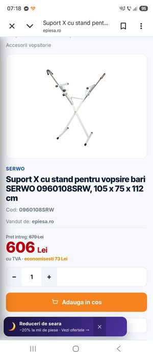 Suport X cu stand pentru vopsire bari SERWO 0960108SRW, 105 x 75 x 112