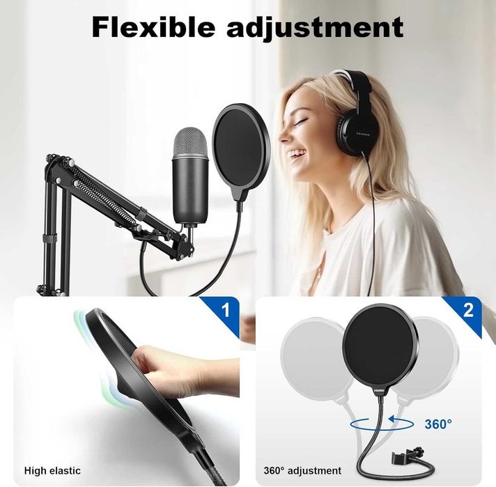 Професионална маска за поп филтър Aokeo за микрофон Blue Yeti