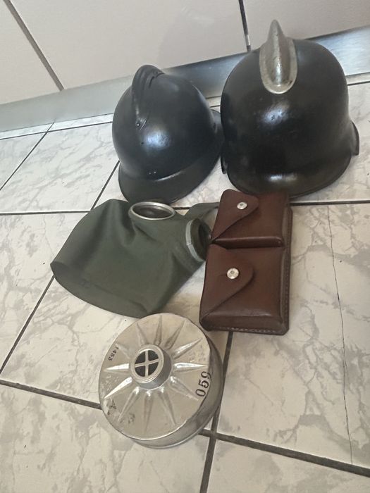 Casca politie, pompieri ww2 model adrian,masca gaze cartusiera