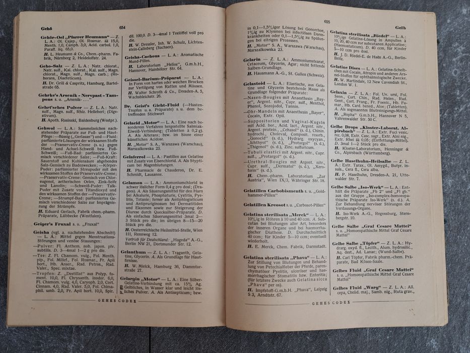 GEHES CODEX -Dictionarul  farmacistului  - 1937 Dresda /De