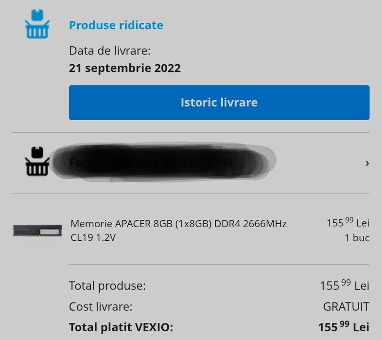 Memorie APACER 8GB (1x8GB) DDR4 2666MHz CL19 1.2V