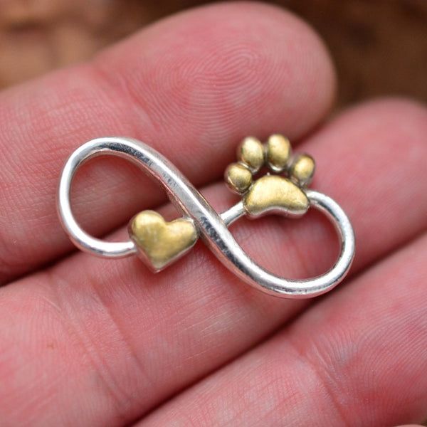 Сребърен медальон 925 „Безкрайност със сърце и лапичка“