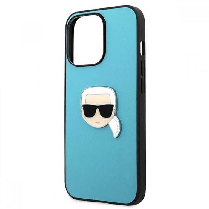 Гръб Karl Lagerfeld Leather Ikonik Karl`s Head Metal за iPhone 13, iPhone 13 Pro, iPhone 13 Pro MAX