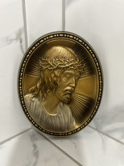 Исус метал пано икона религия релеф, 14 см/ 11 см