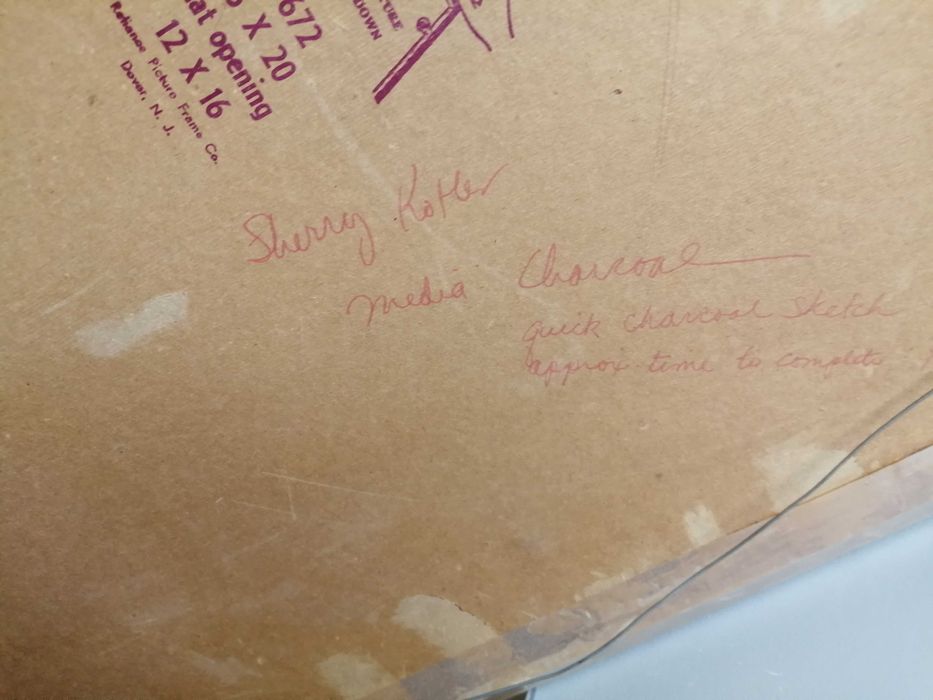 Tablou premiat Sherrg kotle - desen carbune, semnat,