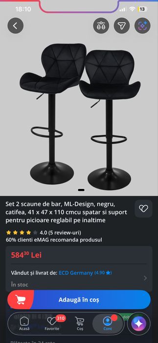 Scaune bar din catifea