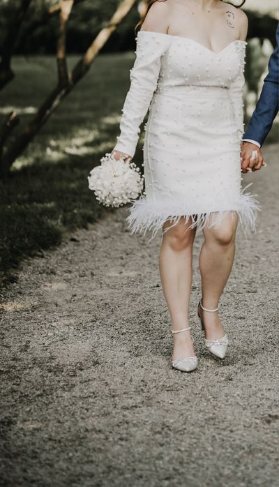 Rochie eleganta de cununie -  perle & pene