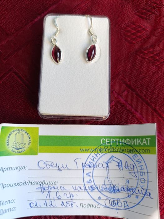 Сребърни обеци с гранат