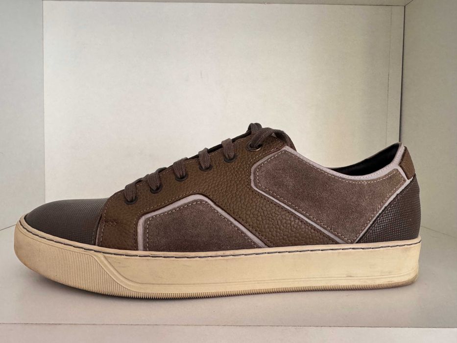 Pantofi sport eleganti Lanvin Tennis Basse Puzzle maro - Piele Naturala Premium - 350 RON
