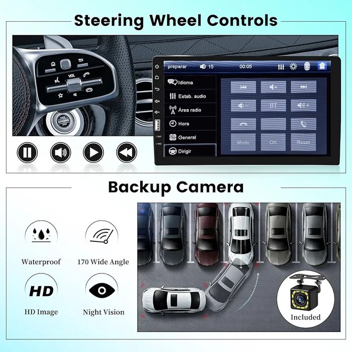 Топ Цена!9-инчовс HD LCD мултимедиа, плейър с камера за заден ход 1