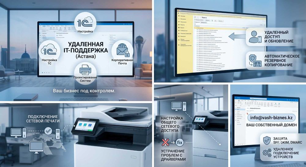 Программист 1С. Установка программ, принтеры, ЭСФ, корп. почта.
