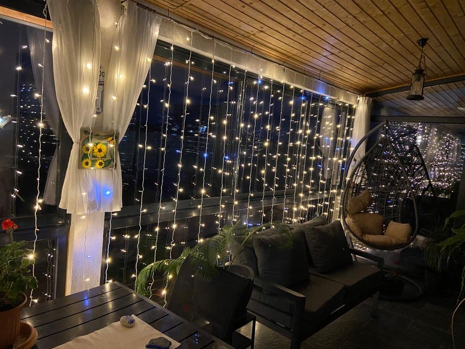 Instalatie perdea 3x3m ploaie leduri FLASH alb cald interconectabile