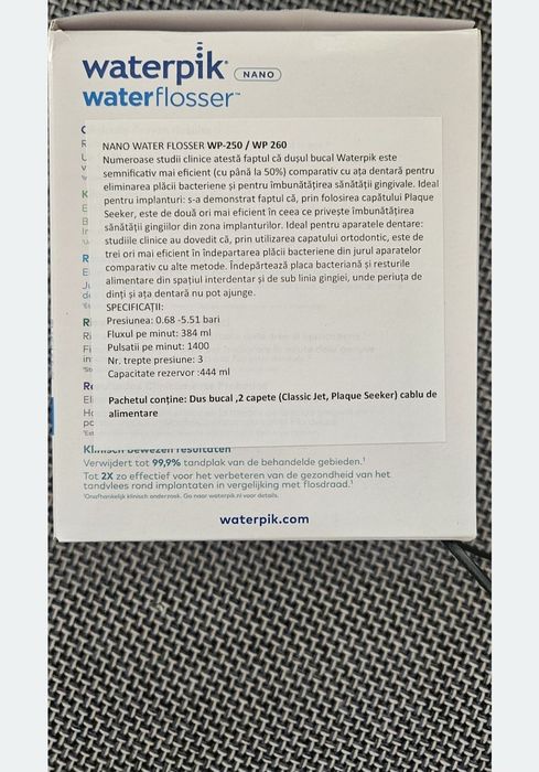 Irigator/Dus bucal Waterpik Nano WP-250, prosusul este nou, sigilat