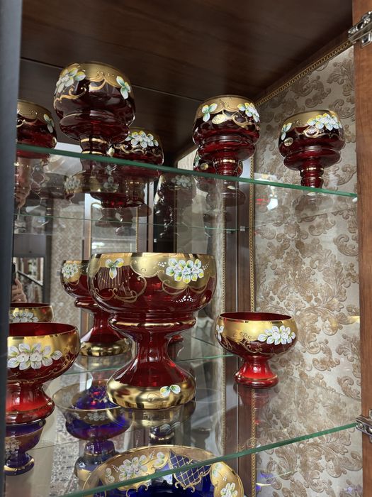 Богемское стекло синий и красный оригинал