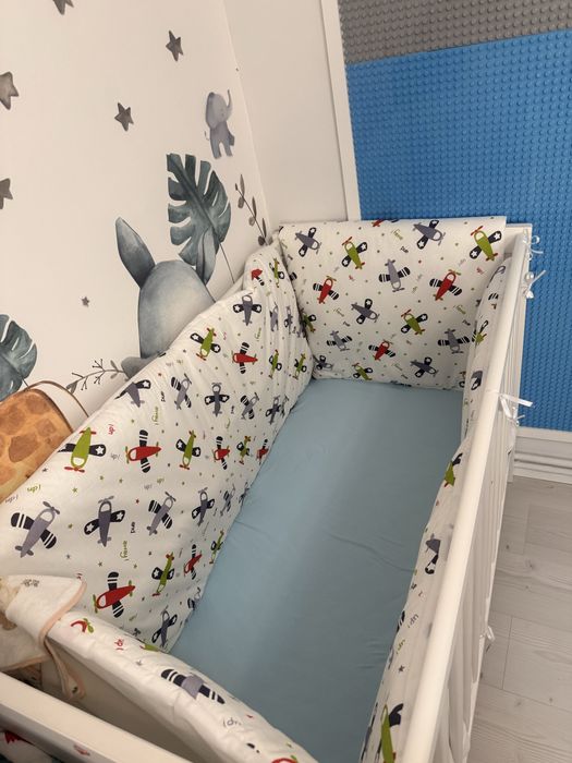 Patut ikea 60x120 cu pernute incluse si saltea cocos