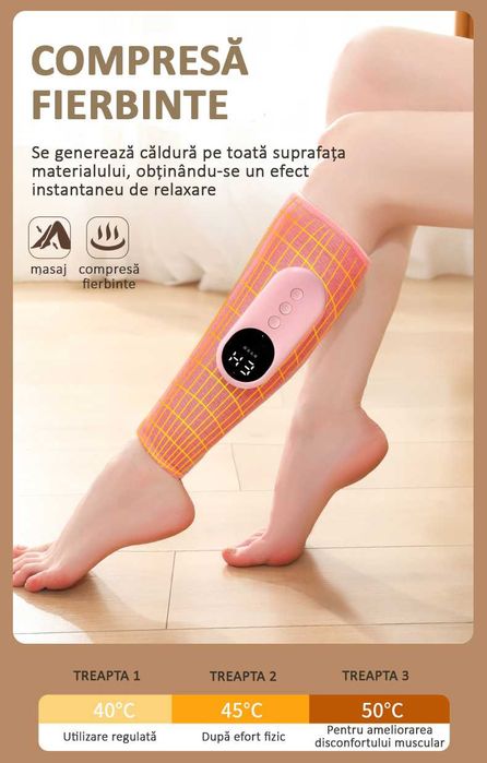 Aparat masaj picior, cu incalzire si compresie, relaxeaza muschii
