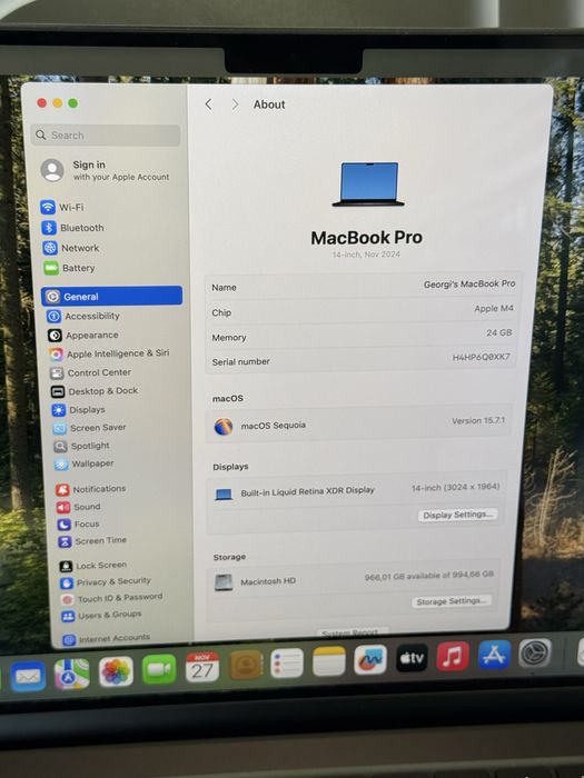 Продавам MacBook PRO M4 24 RAM 1TB SSD