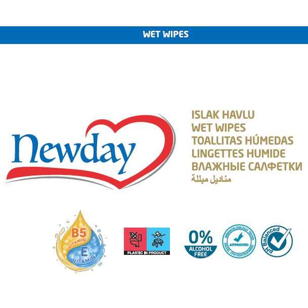 Мокри кърпички Newday Skin Friendly - 120 бр или КАШОН