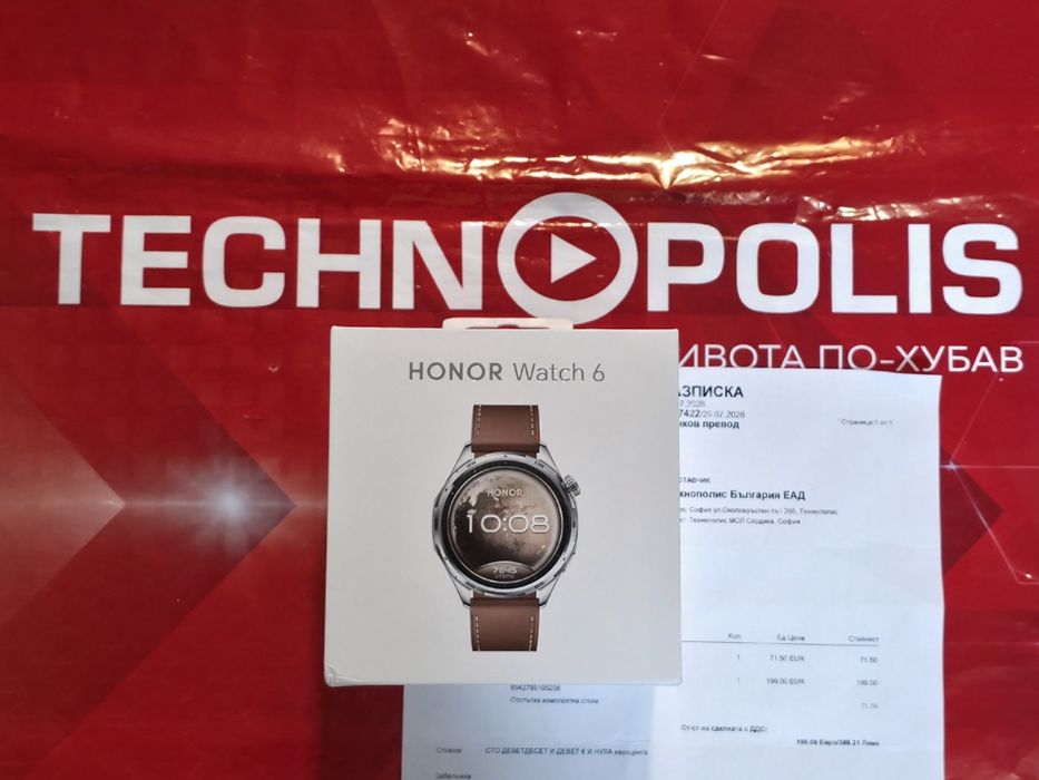 КАТО НОВ 46.5mm Honor Watch 6 Гаранция Технополис Twilight Brown / Кафяв